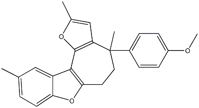 methyl 4-(2,4,10-trimethyl-5,6-dihydro-4H-furo[2',3':3,4]cyclohepta[1,2-b][1]benzofuran-4-yl)phenyl ether Struktur