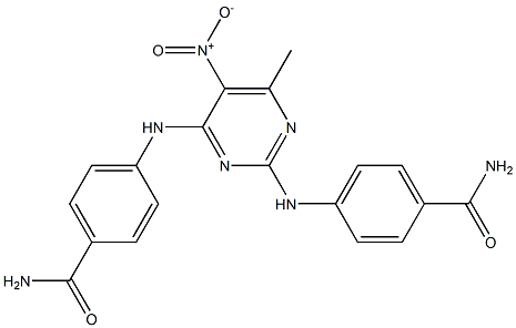 4-({4-[4-(aminocarbonyl)anilino]-5-nitro-6-methyl-2-pyrimidinyl}amino)benzamide Struktur