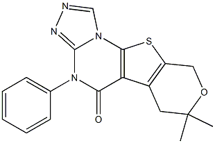 7,7-dimethyl-4-phenyl-6,9-dihydro-7H-pyrano[4',3':4,5]thieno[3,2-e][1,2,4]triazolo[4,3-a]pyrimidin-5(4H)-one Struktur