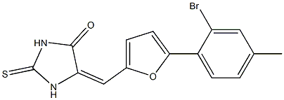 5-{[5-(2-bromo-4-methylphenyl)-2-furyl]methylene}-2-thioxo-4-imidazolidinone Struktur