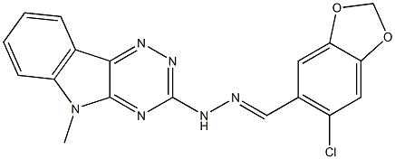 6-chloro-1,3-benzodioxole-5-carbaldehyde (5-methyl-5H-[1,2,4]triazino[5,6-b]indol-3-yl)hydrazone Struktur