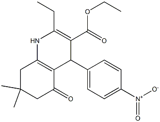 ethyl 2-ethyl-4-{4-nitrophenyl}-7,7-dimethyl-5-oxo-1,4,5,6,7,8-hexahydro-3-quinolinecarboxylate Struktur