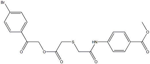 methyl 4-{[({2-[2-(4-bromophenyl)-2-oxoethoxy]-2-oxoethyl}sulfanyl)acetyl]amino}benzoate Struktur