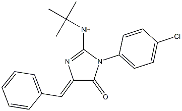 5-benzylidene-2-(tert-butylamino)-3-(4-chlorophenyl)-3,5-dihydro-4H-imidazol-4-one Struktur