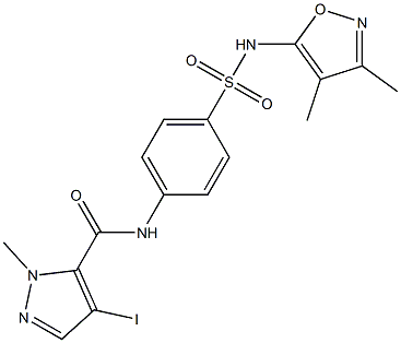 N-(4-{[(3,4-dimethyl-5-isoxazolyl)amino]sulfonyl}phenyl)-4-iodo-1-methyl-1H-pyrazole-5-carboxamide Struktur