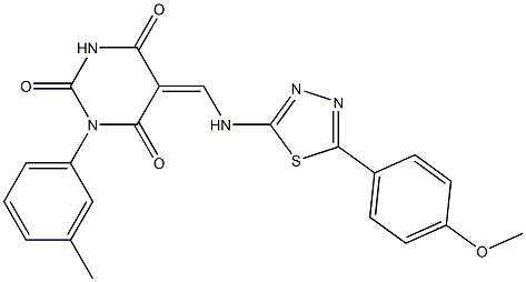 5-({[5-(4-methoxyphenyl)-1,3,4-thiadiazol-2-yl]amino}methylene)-1-(3-methylphenyl)-2,4,6(1H,3H,5H)-pyrimidinetrione Struktur