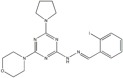 2-iodobenzaldehyde [4-(4-morpholinyl)-6-(1-pyrrolidinyl)-1,3,5-triazin-2-yl]hydrazone Struktur