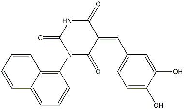 5-(3,4-dihydroxybenzylidene)-1-(1-naphthyl)-2,4,6(1H,3H,5H)-pyrimidinetrione Struktur