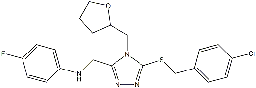 N-{[5-{[(4-chlorophenyl)methyl]sulfanyl}-4-(tetrahydrofuran-2-ylmethyl)-4H-1,2,4-triazol-3-yl]methyl}-4-fluoroaniline Struktur