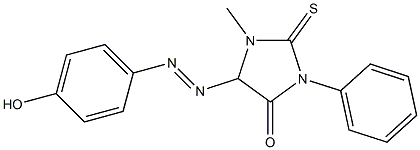 5-[(4-hydroxyphenyl)diazenyl]-1-methyl-3-phenyl-2-thioxo-4-imidazolidinone Struktur