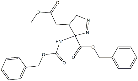 benzyl 3-{[(benzyloxy)carbonyl]amino}-4-(2-methoxy-2-oxoethyl)-4,5-dihydro-3H-pyrazole-3-carboxylate Struktur