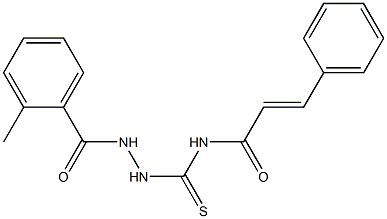 (E)-N-{[2-(2-methylbenzoyl)hydrazino]carbothioyl}-3-phenyl-2-propenamide Struktur