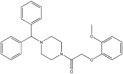 1-(4-benzhydryl-1-piperazinyl)-2-(2-methoxyphenoxy)-1-ethanone Struktur