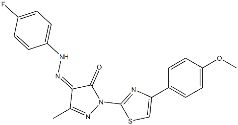 1-[4-(4-methoxyphenyl)-1,3-thiazol-2-yl]-3-methyl-1H-pyrazole-4,5-dione 4-[N-(4-fluorophenyl)hydrazone] Struktur