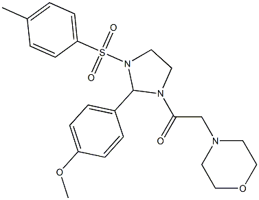 1-{2-(4-methoxyphenyl)-3-[(4-methylphenyl)sulfonyl]-1-imidazolidinyl}-2-(4-morpholinyl)-1-ethanone Struktur