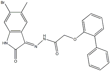 2-([1,1'-biphenyl]-2-yloxy)-N'-(6-bromo-5-methyl-2-oxo-1,2-dihydro-3H-indol-3-ylidene)acetohydrazide Struktur