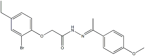 2-(2-bromo-4-ethylphenoxy)-N'-[(E)-1-(4-methoxyphenyl)ethylidene]acetohydrazide Struktur