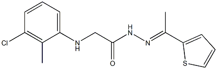 2-(3-chloro-2-methylanilino)-N'-[(E)-1-(2-thienyl)ethylidene]acetohydrazide Struktur