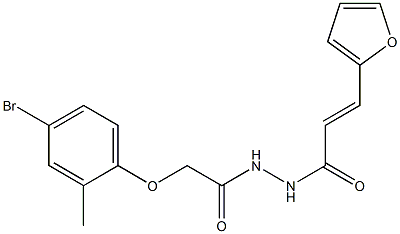 2-(4-bromo-2-methylphenoxy)-N'-[(E)-3-(2-furyl)-2-propenoyl]acetohydrazide Struktur