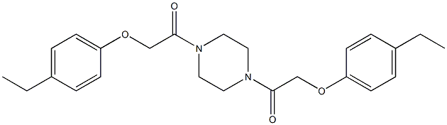 2-(4-ethylphenoxy)-1-{4-[2-(4-ethylphenoxy)acetyl]-1-piperazinyl}-1-ethanone Struktur