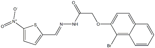 2-[(1-bromo-2-naphthyl)oxy]-N'-[(E)-(5-nitro-2-thienyl)methylidene]acetohydrazide Struktur