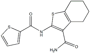 2-[(2-thienylcarbonyl)amino]-4,5,6,7-tetrahydro-1-benzothiophene-3-carboxamide Struktur