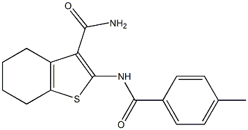 2-[(4-methylbenzoyl)amino]-4,5,6,7-tetrahydro-1-benzothiophene-3-carboxamide Struktur