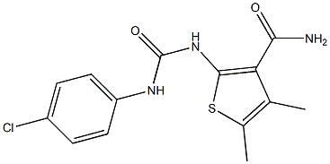 2-{[(4-chloroanilino)carbonyl]amino}-4,5-dimethyl-3-thiophenecarboxamide Struktur