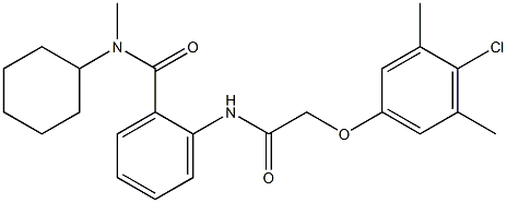 2-{[2-(4-chloro-3,5-dimethylphenoxy)acetyl]amino}-N-cyclohexyl-N-methylbenzamide Struktur