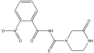 2-nitro-N-[(3-oxo-1-piperazinyl)carbothioyl]benzamide Struktur