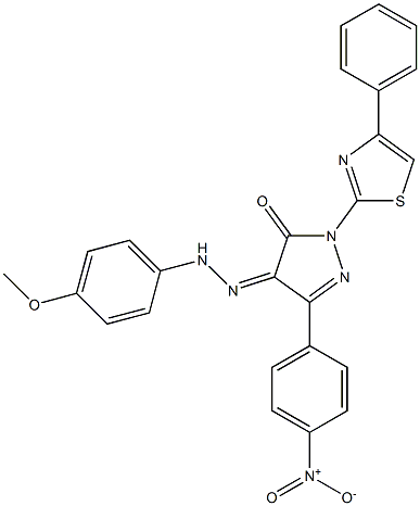 3-(4-nitrophenyl)-1-(4-phenyl-1,3-thiazol-2-yl)-1H-pyrazole-4,5-dione 4-[N-(4-methoxyphenyl)hydrazone] Struktur