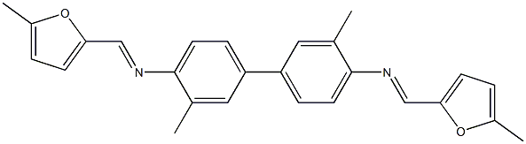 N-(3,3'-dimethyl-4'-{[(E)-(5-methyl-2-furyl)methylidene]amino}[1,1'-biphenyl]-4-yl)-N-[(E)-(5-methyl-2-furyl)methylidene]amine Struktur