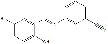 3-{[(E)-(5-bromo-2-hydroxyphenyl)methylidene]amino}benzonitrile Struktur