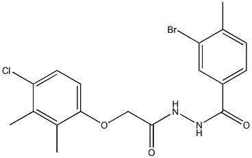 3-bromo-N'-[2-(4-chloro-2,3-dimethylphenoxy)acetyl]-4-methylbenzohydrazide Struktur