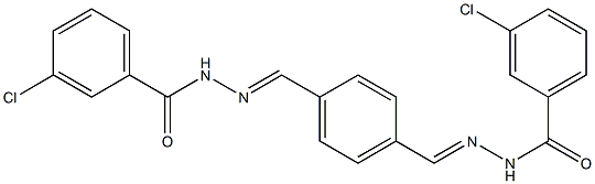 3-chloro-N'-[(E)-(4-{[(E)-2-(3-chlorobenzoyl)hydrazono]methyl}phenyl)methylidene]benzohydrazide Struktur