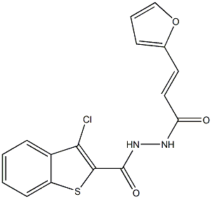 3-chloro-N'-[(E)-3-(2-furyl)-2-propenoyl]-1-benzothiophene-2-carbohydrazide Struktur