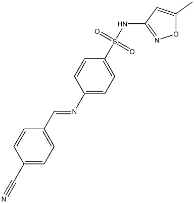 4-{[(E)-(4-cyanophenyl)methylidene]amino}-N-(5-methyl-3-isoxazolyl)benzenesulfonamide Struktur