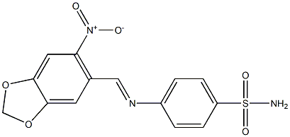 4-{[(E)-(6-nitro-1,3-benzodioxol-5-yl)methylidene]amino}benzenesulfonamide Struktur