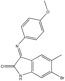 6-bromo-3-[(4-methoxyphenyl)imino]-5-methyl-1H-indol-2-one Struktur