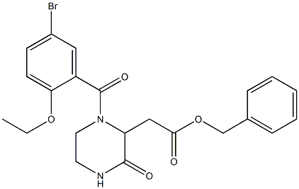 benzyl 2-[1-(5-bromo-2-ethoxybenzoyl)-3-oxo-2-piperazinyl]acetate Struktur