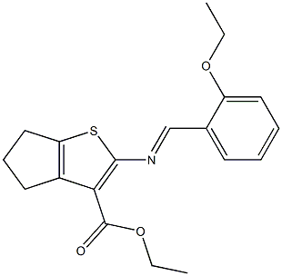 ethyl 2-{[(E)-(2-ethoxyphenyl)methylidene]amino}-5,6-dihydro-4H-cyclopenta[b]thiophene-3-carboxylate Struktur