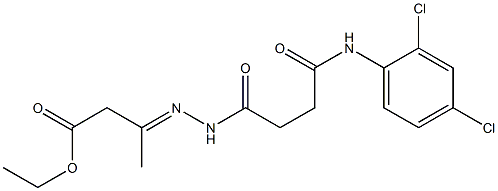 ethyl 3-{(E)-2-[4-(2,4-dichloroanilino)-4-oxobutanoyl]hydrazono}butanoate Struktur