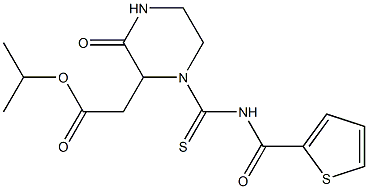 isopropyl 2-(3-oxo-1-{[(2-thienylcarbonyl)amino]carbothioyl}-2-piperazinyl)acetate Struktur