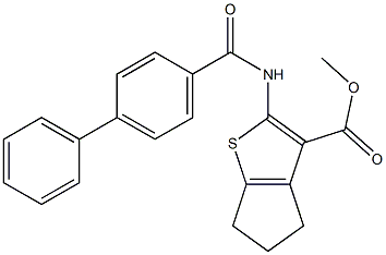 methyl 2-[([1,1'-biphenyl]-4-ylcarbonyl)amino]-5,6-dihydro-4H-cyclopenta[b]thiophene-3-carboxylate Struktur