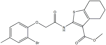 methyl 2-{[2-(2-bromo-4-methylphenoxy)acetyl]amino}-4,5,6,7-tetrahydro-1-benzothiophene-3-carboxylate Struktur