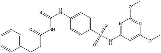 N-(2,6-dimethoxy-4-pyrimidinyl)-4-({[(3-phenylpropanoyl)amino]carbothioyl}amino)benzenesulfonamide Struktur