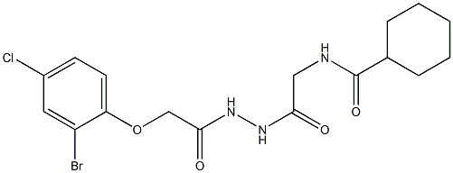 N-(2-{2-[2-(2-bromo-4-chlorophenoxy)acetyl]hydrazino}-2-oxoethyl)cyclohexanecarboxamide Struktur