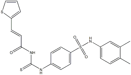 N-(3,4-dimethylphenyl)-4-[({[(E)-3-(2-thienyl)-2-propenoyl]amino}carbothioyl)amino]benzenesulfonamide Struktur