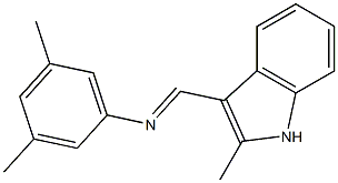 3,5-dimethyl-N-[(E)-(2-methyl-1H-indol-3-yl)methylidene]aniline Struktur