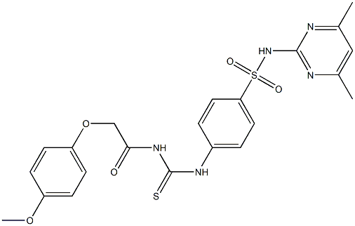 N-(4,6-dimethyl-2-pyrimidinyl)-4-[({[2-(4-methoxyphenoxy)acetyl]amino}carbothioyl)amino]benzenesulfonamide Struktur